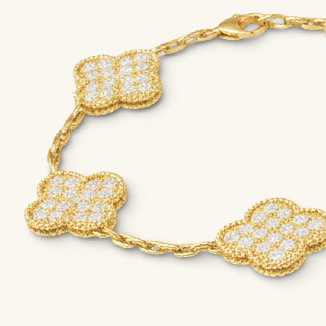 Four Leaf Clover In Gold Zirconia